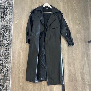 faux leather trench coat